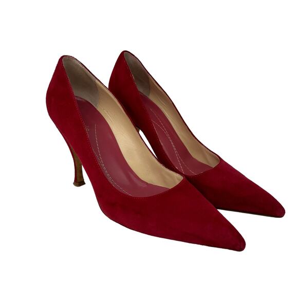 Kate Spade Vivian Red Suede Pointed Toe Stiletto Heels Womens Size 8 Pumps - Picture 1 of 14